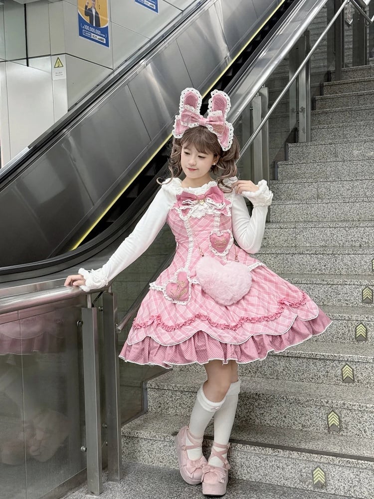 [pre-order Deadline: May 10] Blue/yellow/pink Sweetheart Lolita + Lace Ribbon Jks Dress + Bunny Ear Puff Sleeve Blouse + Bunny Ear Full Set + Cat Ear Full Set