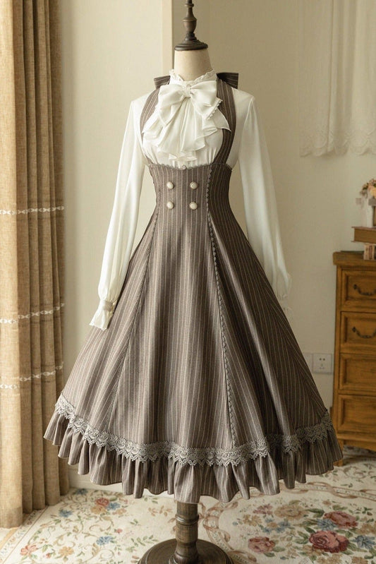 Big Bow Blouse + Retro Suspender Skirt