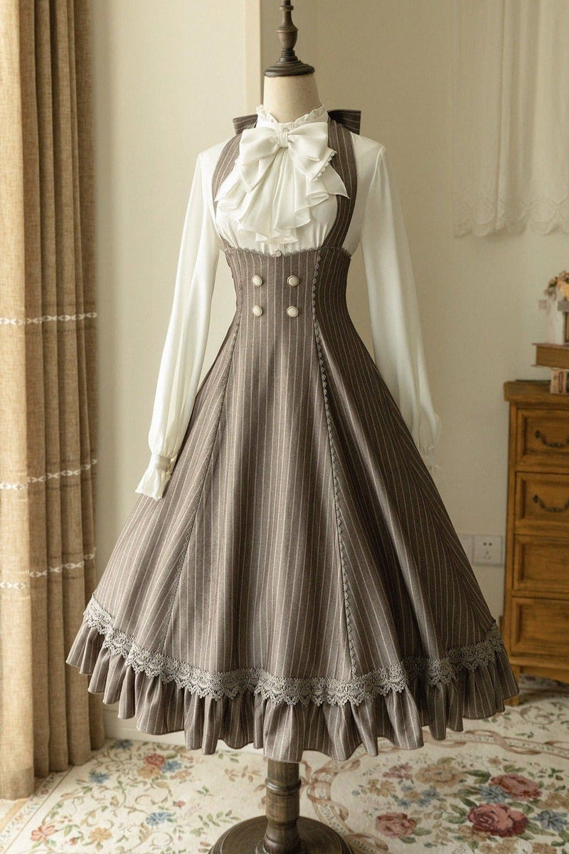 Big Bow Blouse + Retro Suspender Skirt