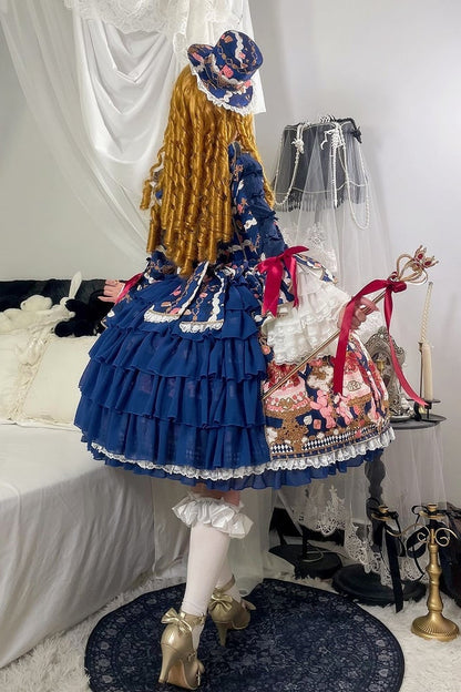 [pre-order Deadline: April 26] Retro Romance Sweet Lolita Ribbon Cake Print Princess Sleeve Dress