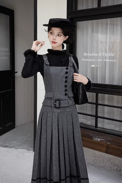Grey [letters & Poems · Grace] Ruffled Daily Classic Lolita Jsk Dress 2 Versions