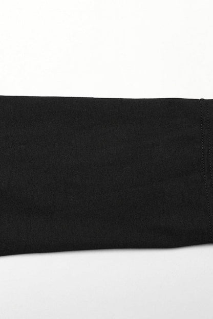 Black Long Sleeves Faux Leather Stitching Steampunk Blouse