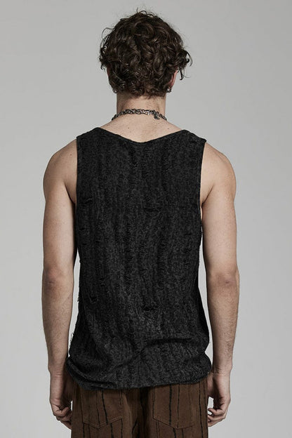 Sleeveless Print Ripped Steampunk Vest 2 Colors