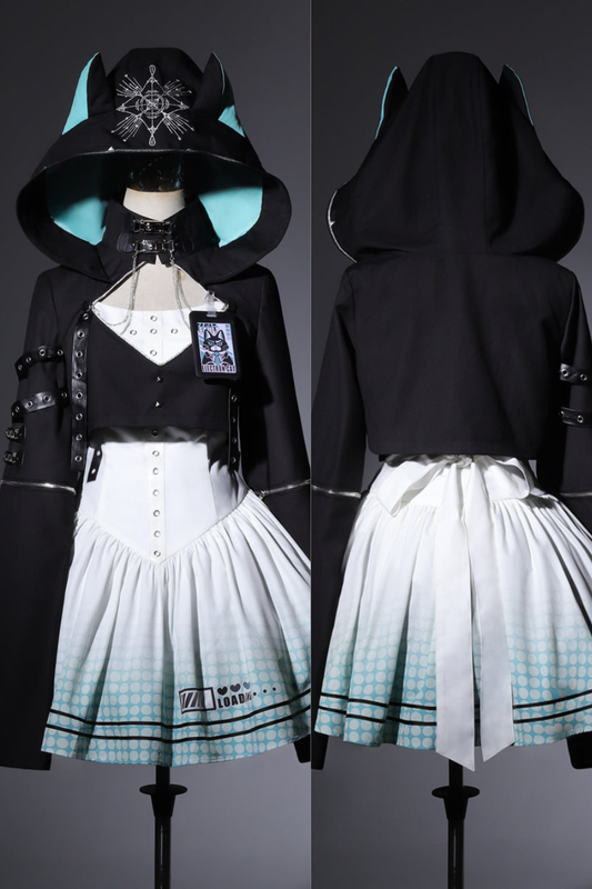 [pre-order] Daily Gothic Retro Punk Style Hooded Jacket + Pleated Jumper Skirt