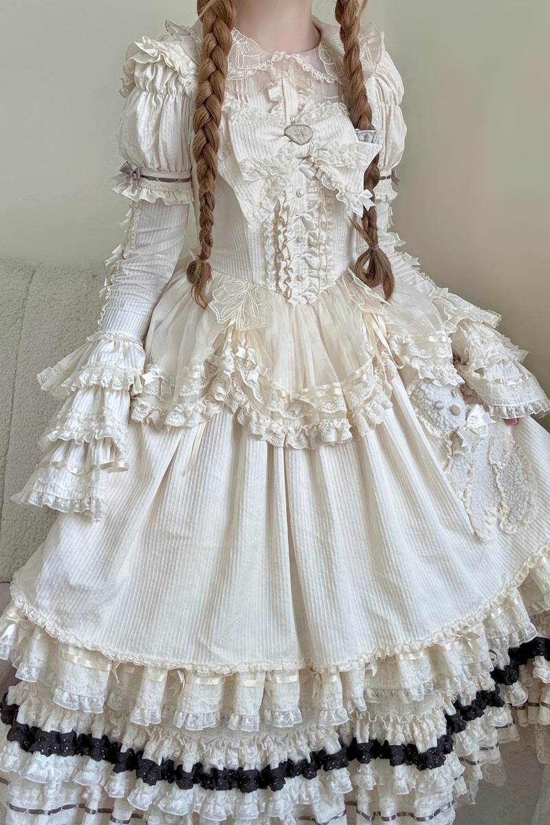 Briana Bear Print Dream Doll Lolita Dress + Jsk + Skirt + Shirt + Petticoat