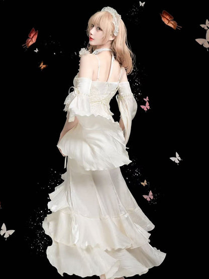 [pre-order] Amour Rose Bianca White and Blue Mermaid Dress Set