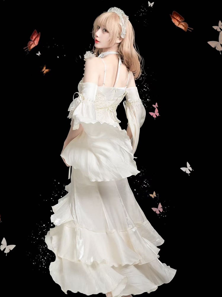 [pre-order] Amour Rose Bianca White and Blue Mermaid Dress Set