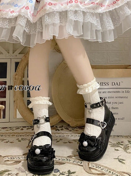Nya Kokoro Lolita Retro Soft Girl Round Toe Shoes