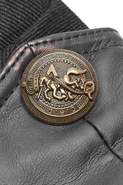 Black Sleeveless Double Breasted Retro Metal Button Decoration Steampunk Vest