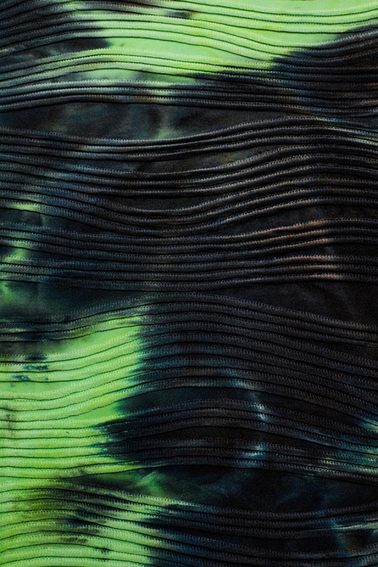 Black/green Stand Collar Sleeveless Tie-dyed Punk Vest