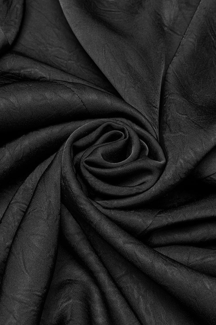 Black Stand Collar Long Sleeves Ruffle Pleated Gothic Blouse