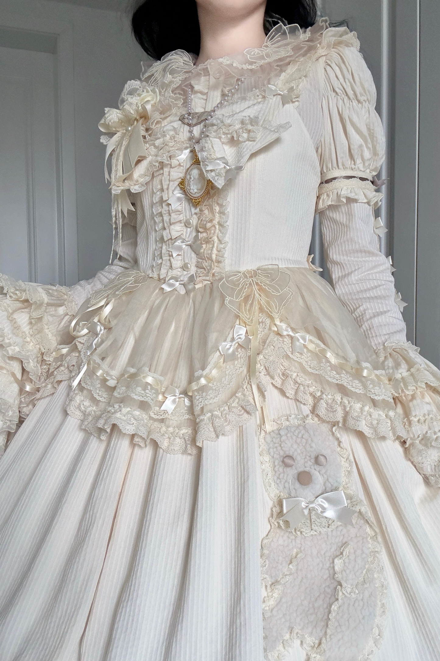 Briana Bear Print Dream Doll Lolita Dress + Jsk + Skirt + Shirt + Petticoat