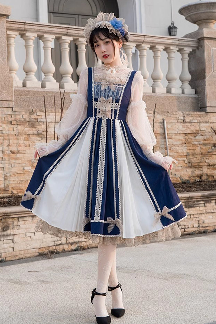 Blue/white Color Contrast Sleeveless Classic Lolita Dress