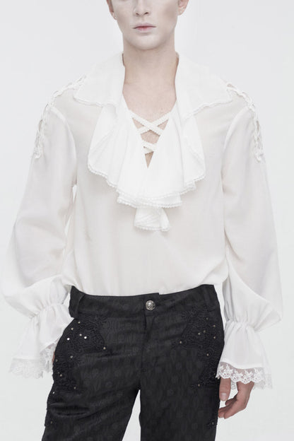 White Ruffled Collar Puff Sleeved Gothic Shirt