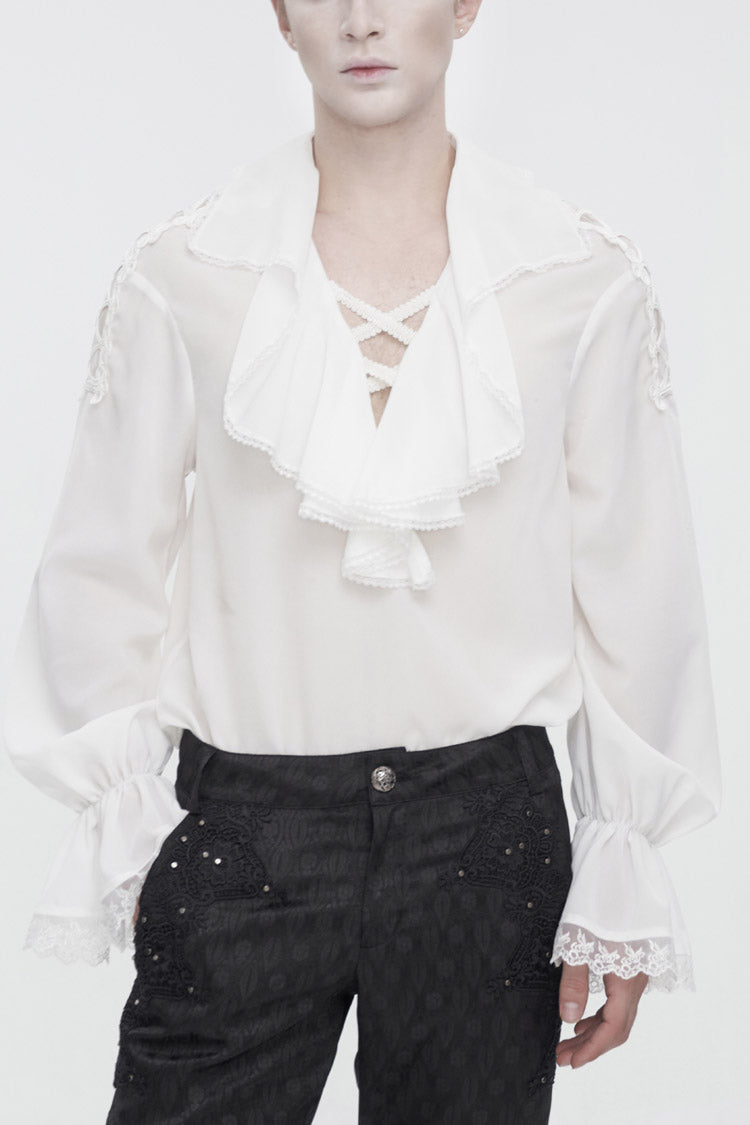 White Ruffled Collar Puff Sleeved Gothic Shirt