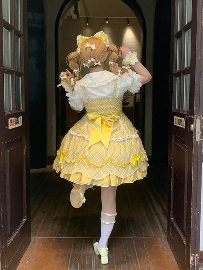 [pre-order Deadline: May 10] Blue/yellow/pink Sweetheart Lolita + Lace Ribbon Jks Dress + Bunny Ear Puff Sleeve Blouse + Bunny Ear Full Set + Cat Ear Full Set