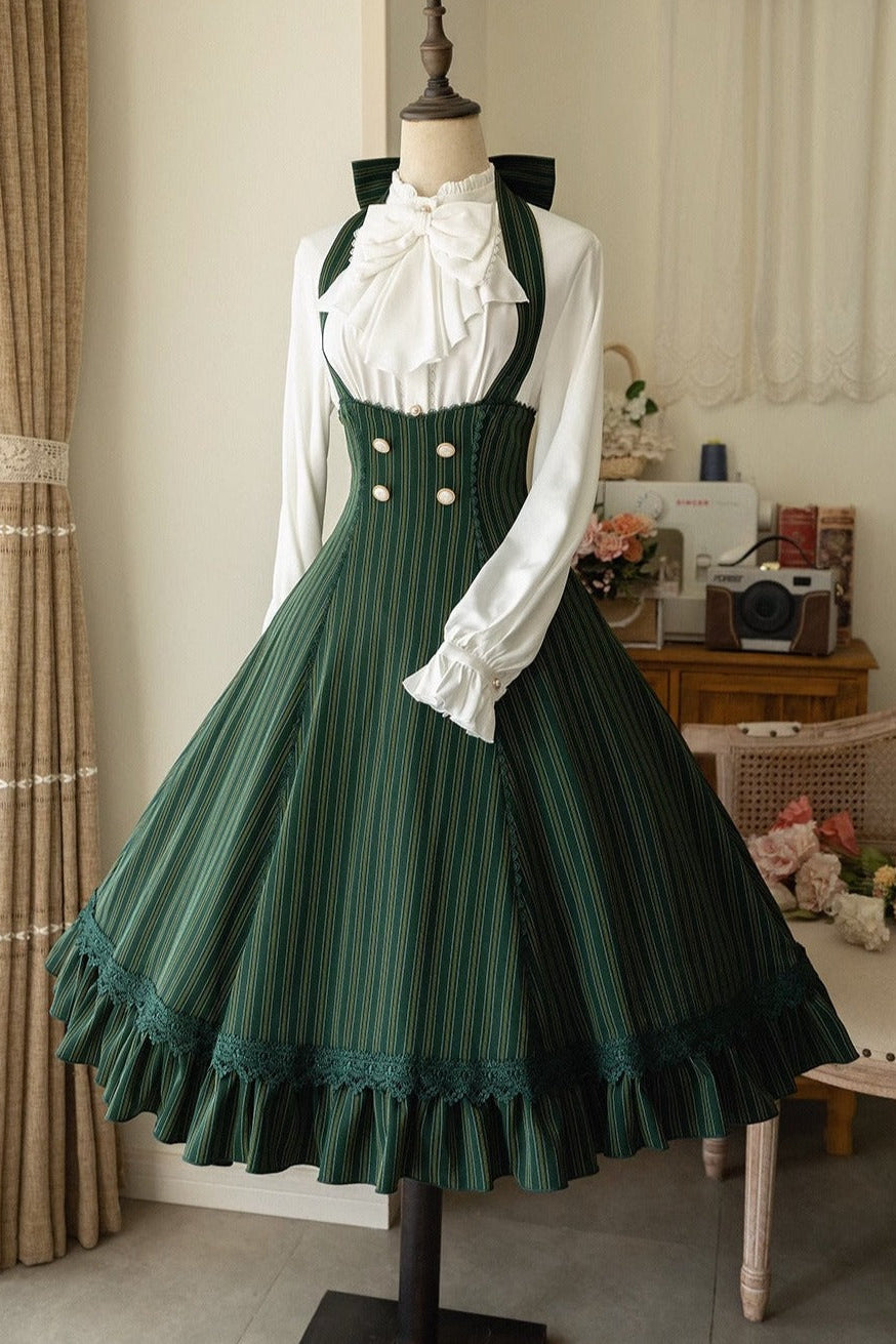 Big Bow Blouse + Retro Suspender Skirt