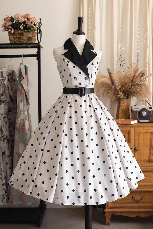 [afternoon Forest] French Audrey Hepburn Style V Collar Sleeveless Printed Classic Lolita Dress 3 Colors