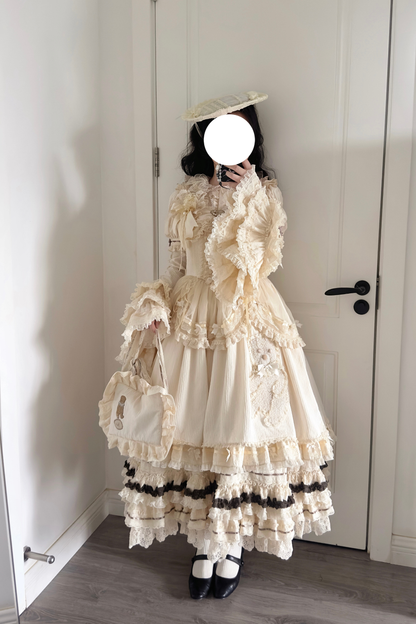 Briana Bear Print Dream Doll Lolita Dress + Jsk + Skirt + Shirt + Petticoat
