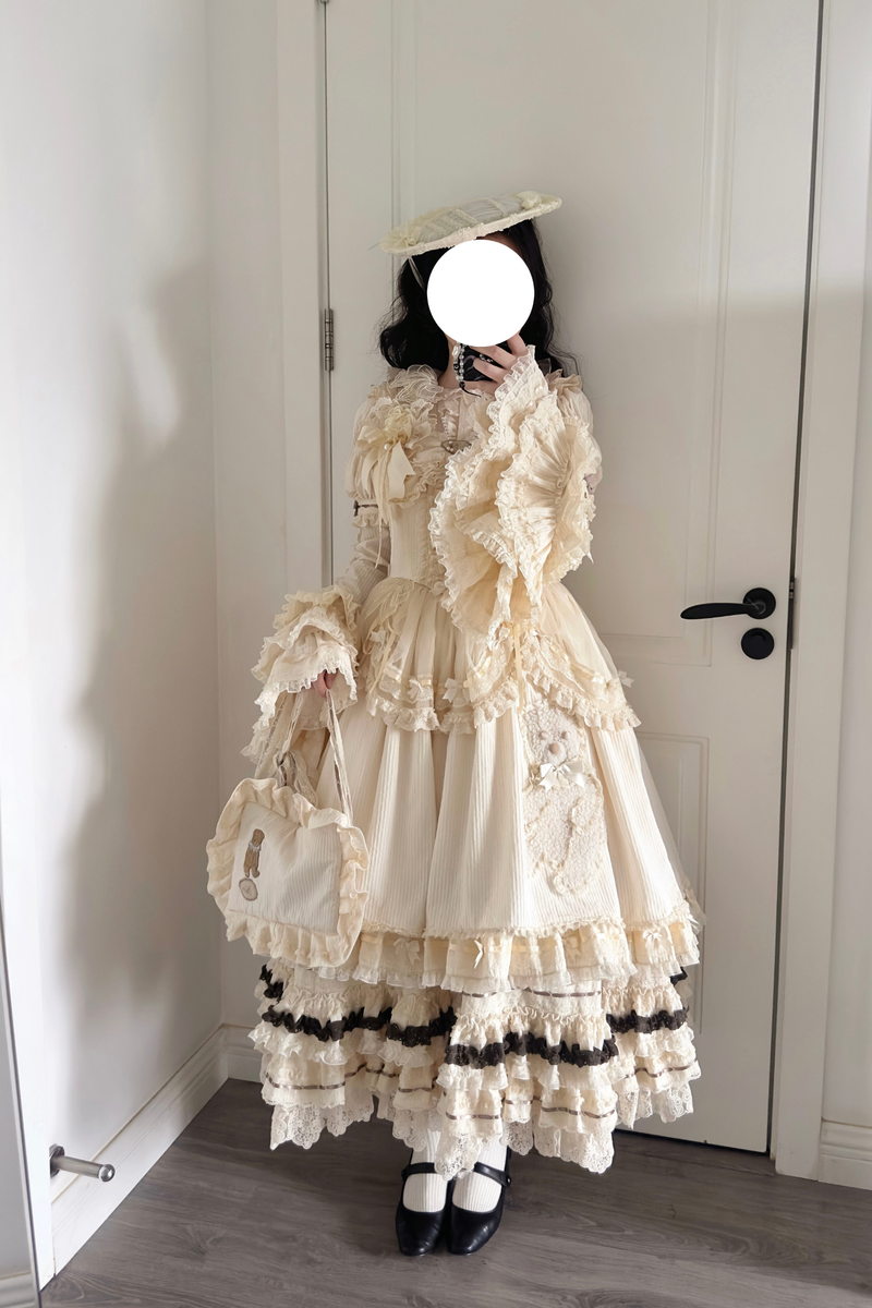 Briana Bear Print Dream Doll Lolita Dress + Jsk + Skirt + Shirt + Petticoat