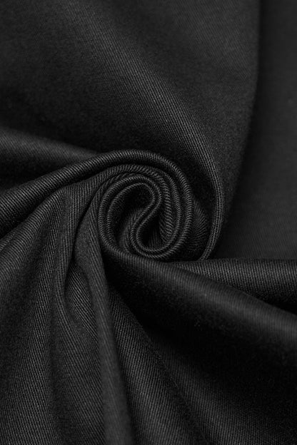 Black Lapel Collar Long Sleeves Stitching Eyelet Punk Blouse