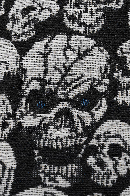 White/black Contrast Sleeveless Skulls Print Jacquard Hollow Gothic Vest