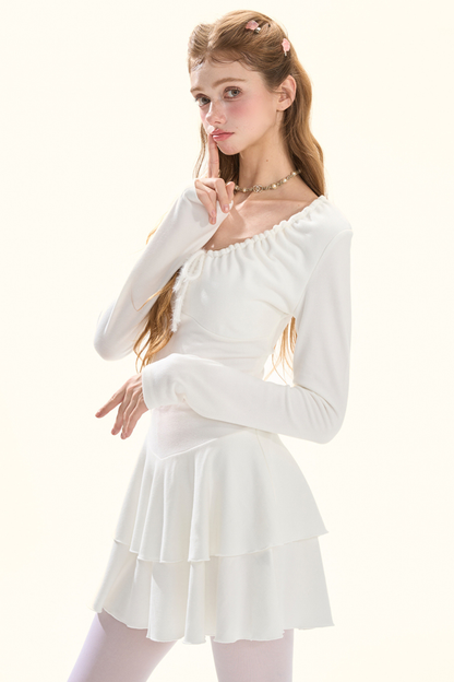 Shirred Drape Pure Dress