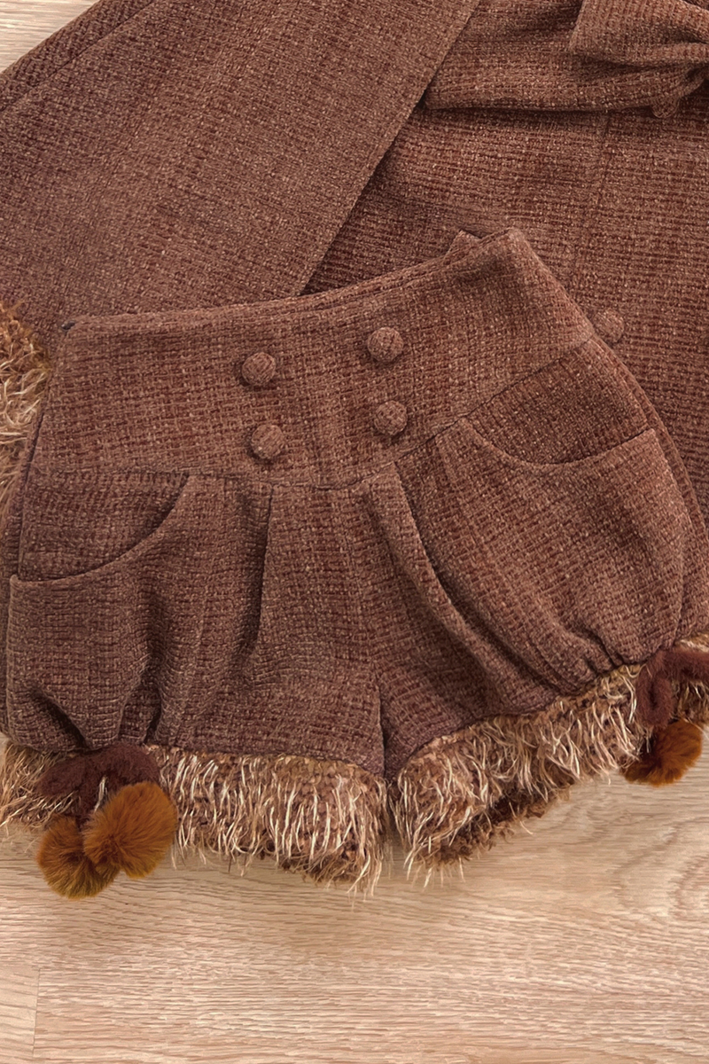 Animal Tweed Coat + Boa Shorts