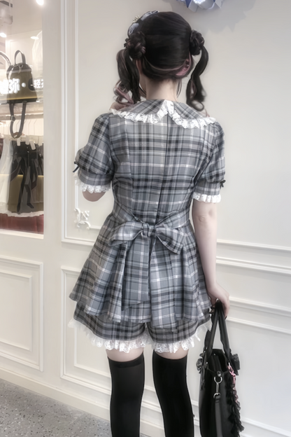 Ribbon Puff Sleeve Top + Inner Pants