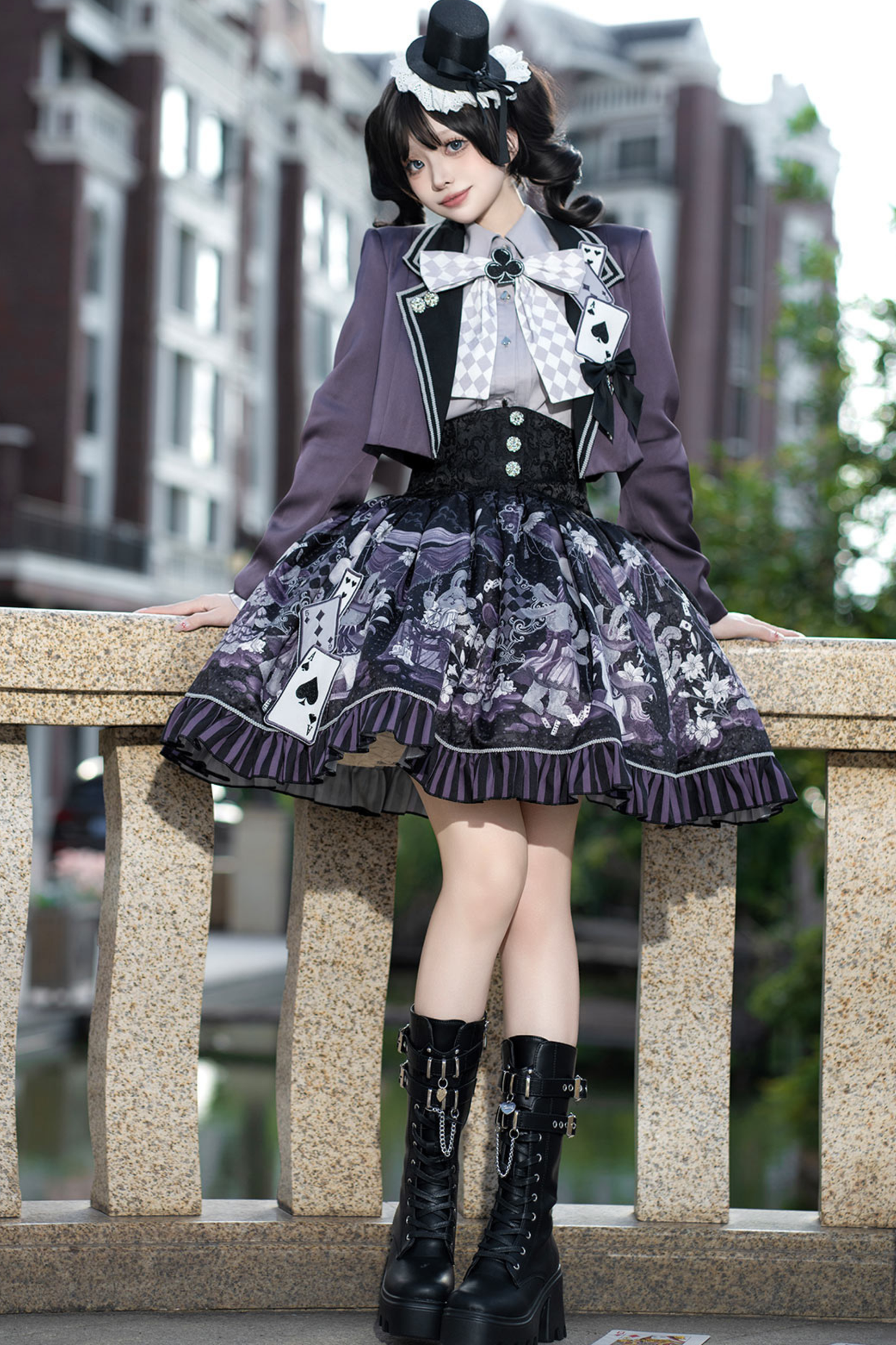 Night Alice Magic Theater Lolita Skirt + Shirt + Short Jacket