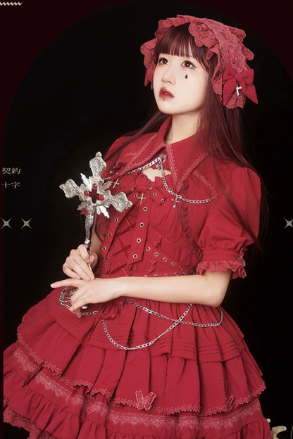 Contrast Cross Jsk Gothic Lolita Dress