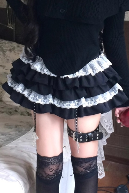French Dark Tops + Tiered Skirt