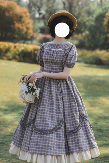 Forest Ward Retro Plaid Lolita Dress + Petticoat