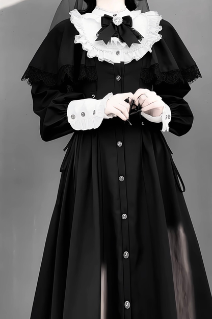 Gothic Layered Lace Long Dress