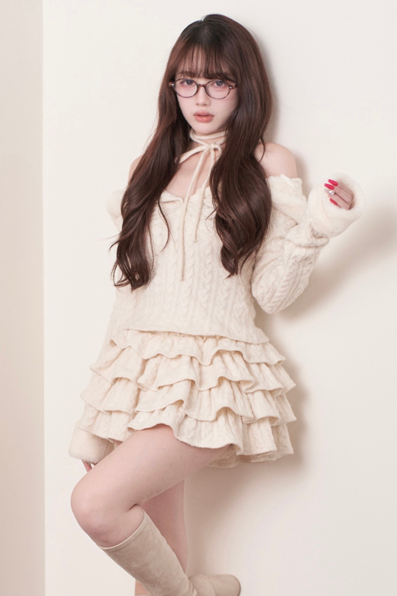 Cable Knit Top + Tiered Skirt