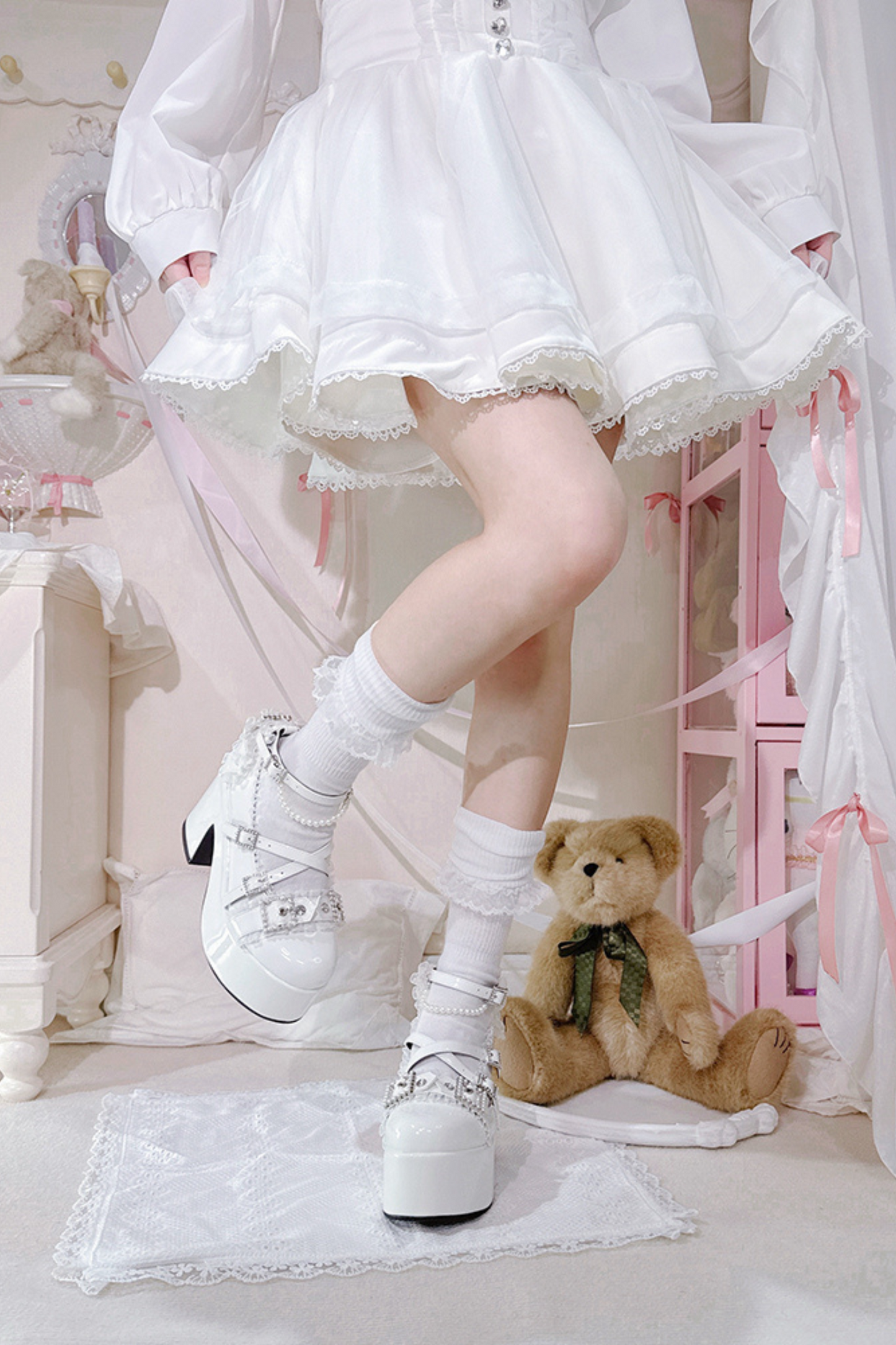 Cross Belt Design Shiny Shoes