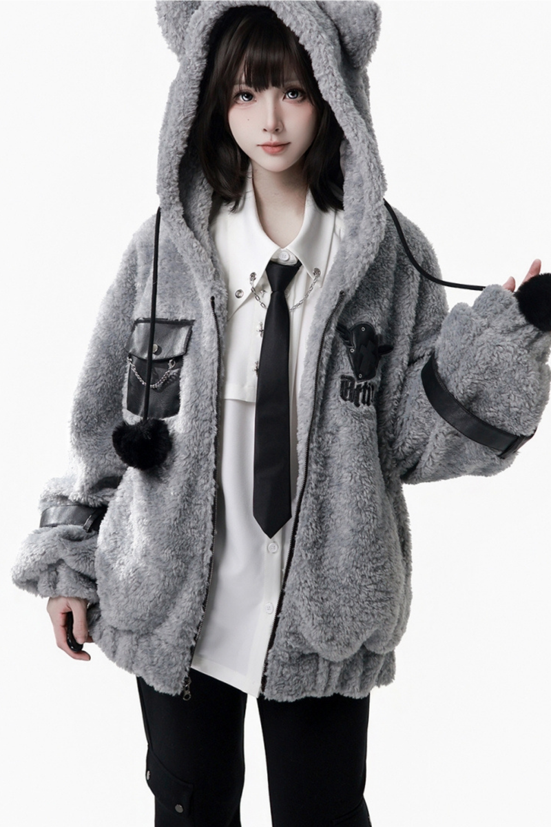 Patchwork Fur Hooded Coat + Pants + Shirt + Skirt + Leg Warmers