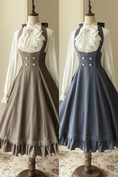 Big Bow Blouse + Retro Suspender Skirt