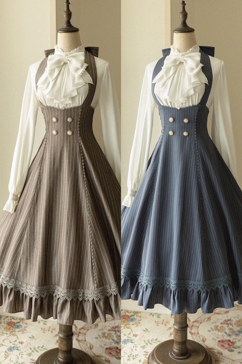 Big Bow Blouse + Retro Suspender Skirt
