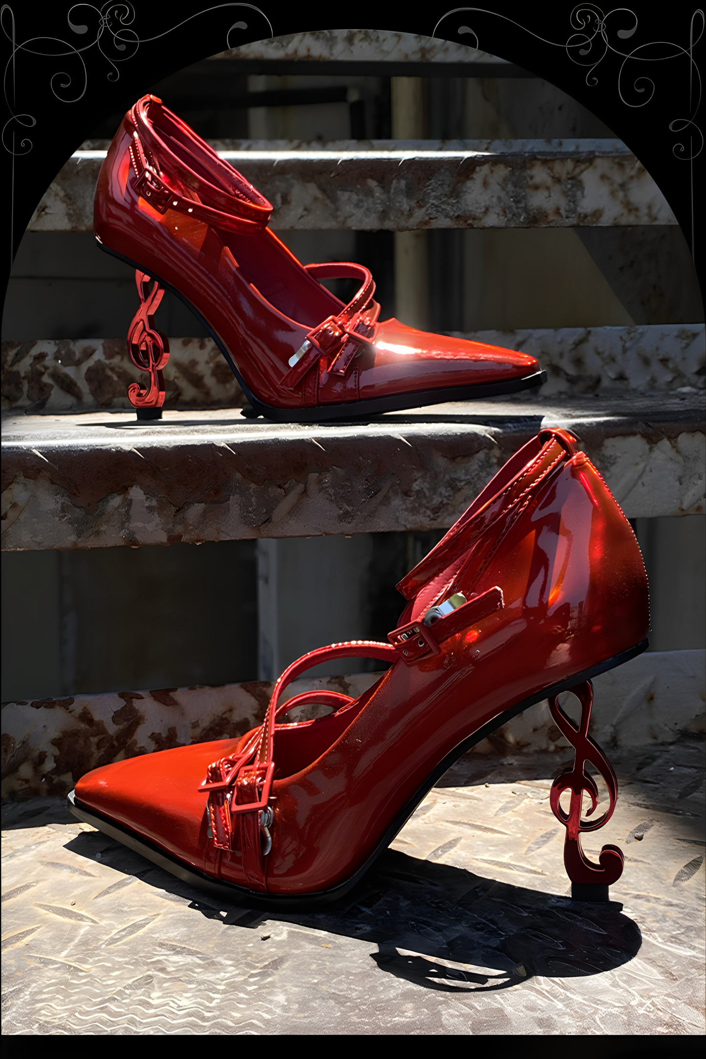 Gothic Music Note High Heels