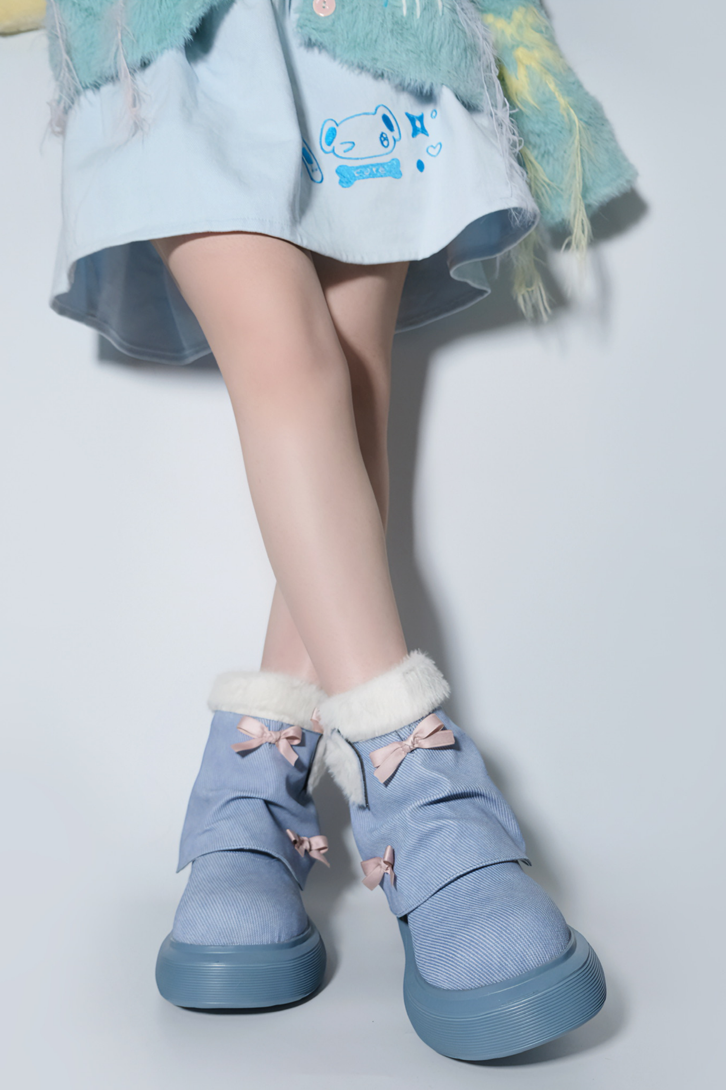 Velvet Ribbon Heart Short Boots