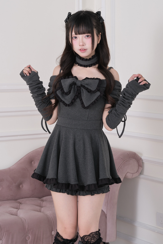 Big Ribbon Off-shoulder Dress Set