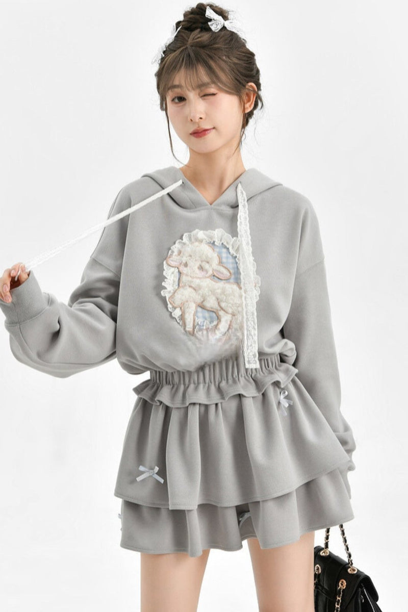 Grey Ballet Sport Hooded Jacket Set