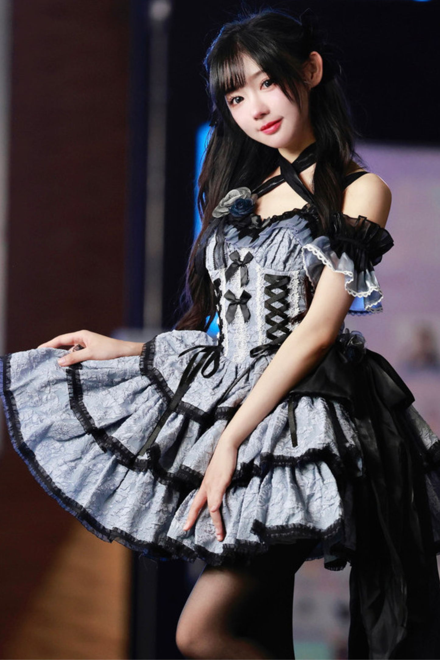Ruffle Lace Up Lolita Dress