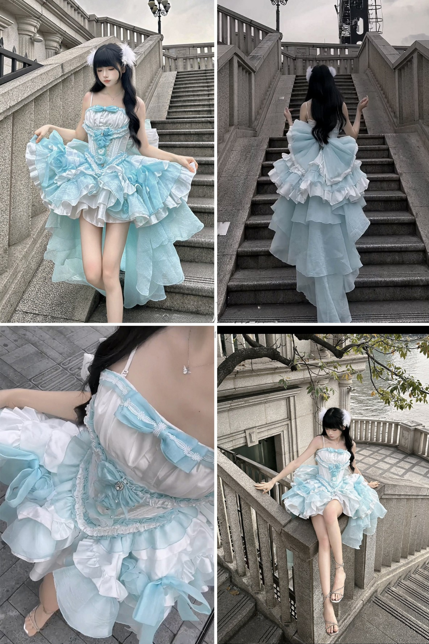 [pre-order] Paraiba Tourmaline Rose Long Tail Beauty Dress Set