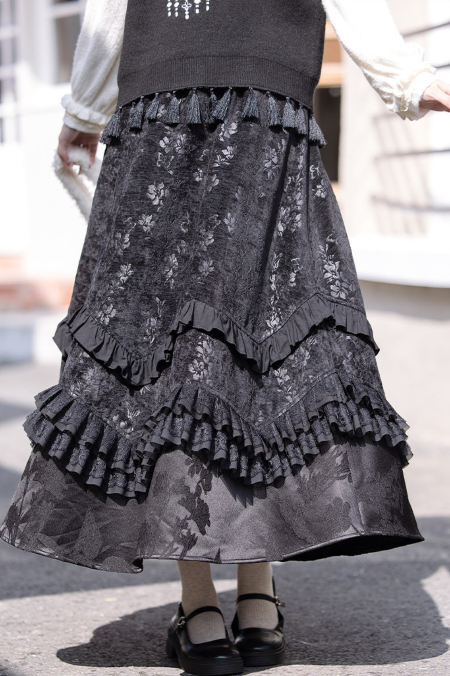 Ink Feather Jacquard Vest + Skirt