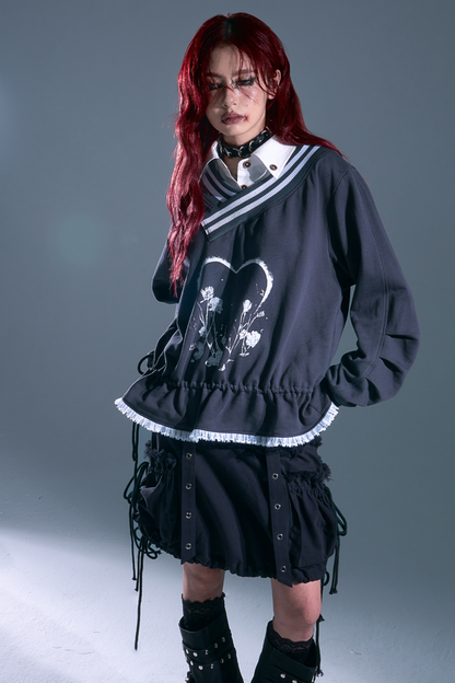 Drawstring Loose Sweatshirt