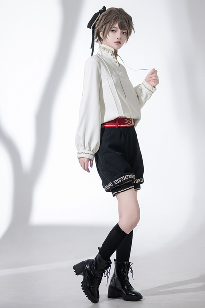 Retro Stand Collar Shirt + Shorts + Jacket