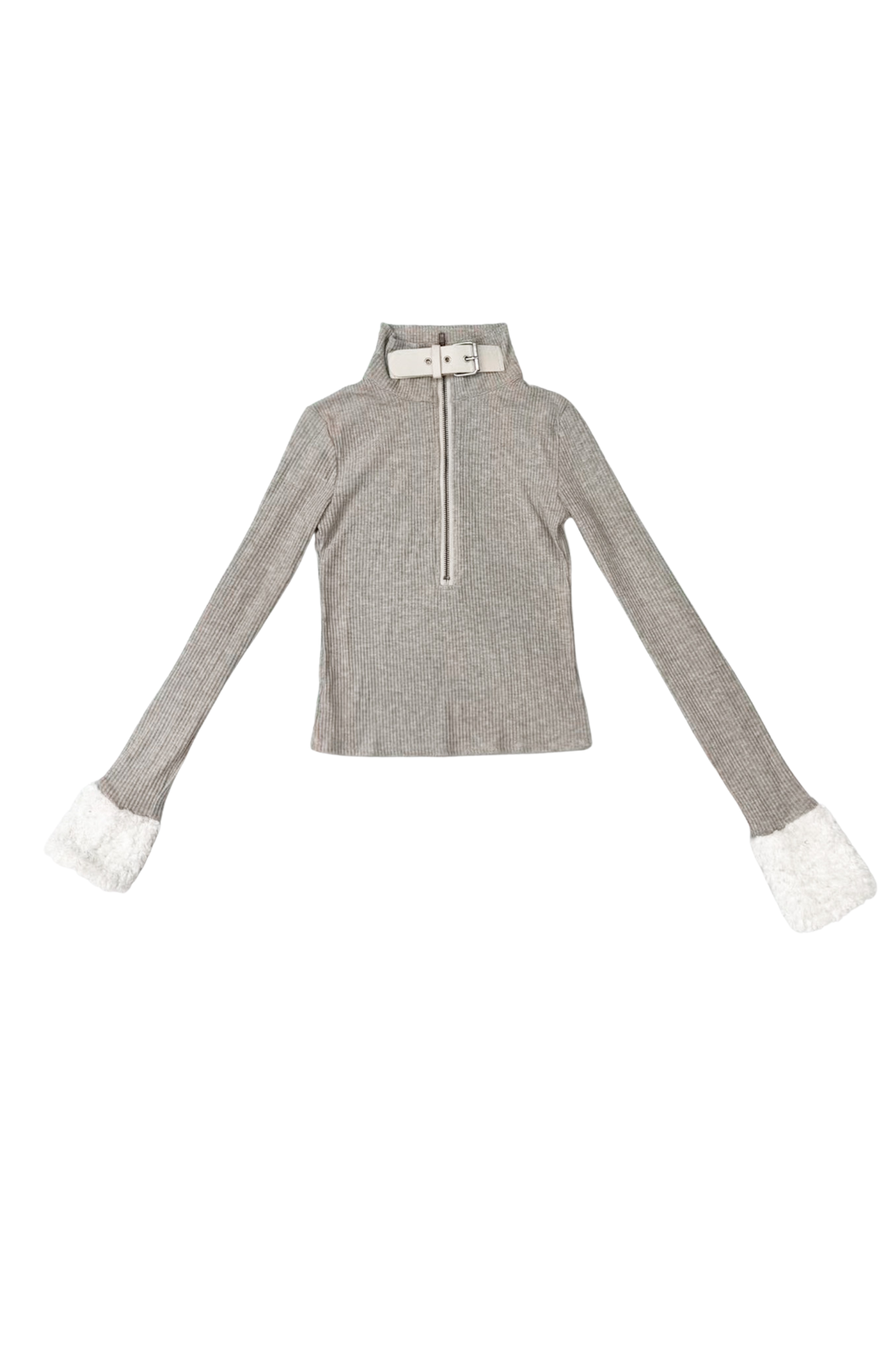 Fur Sleeve Knit Top