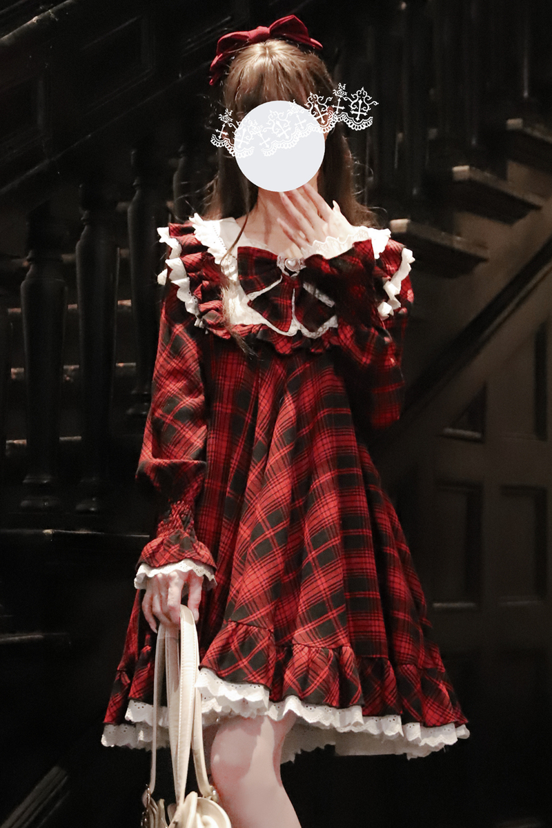 Berry Mousse Girly Plaid Dress